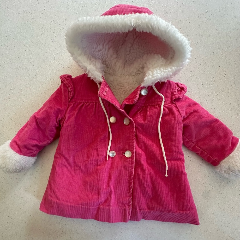 Vintage Sears Kids Baby Girl Pink Hooded Jacket! Corduroy. 20-25lbs. Made in USA